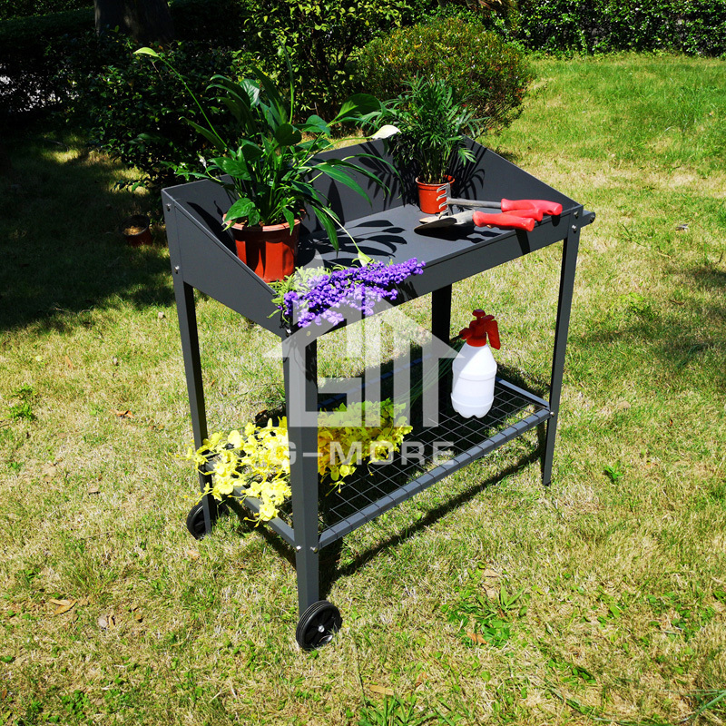 Stainless Steel Garden Metal Potting Working Bench with Wheels