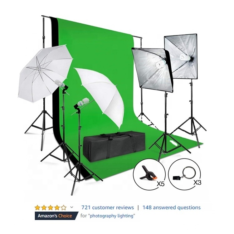 Photography Video Photo Studio Photo Shooting Kit with Background Support System & Umbrella Softbox Lighting Kit 85*35*20cm Ce