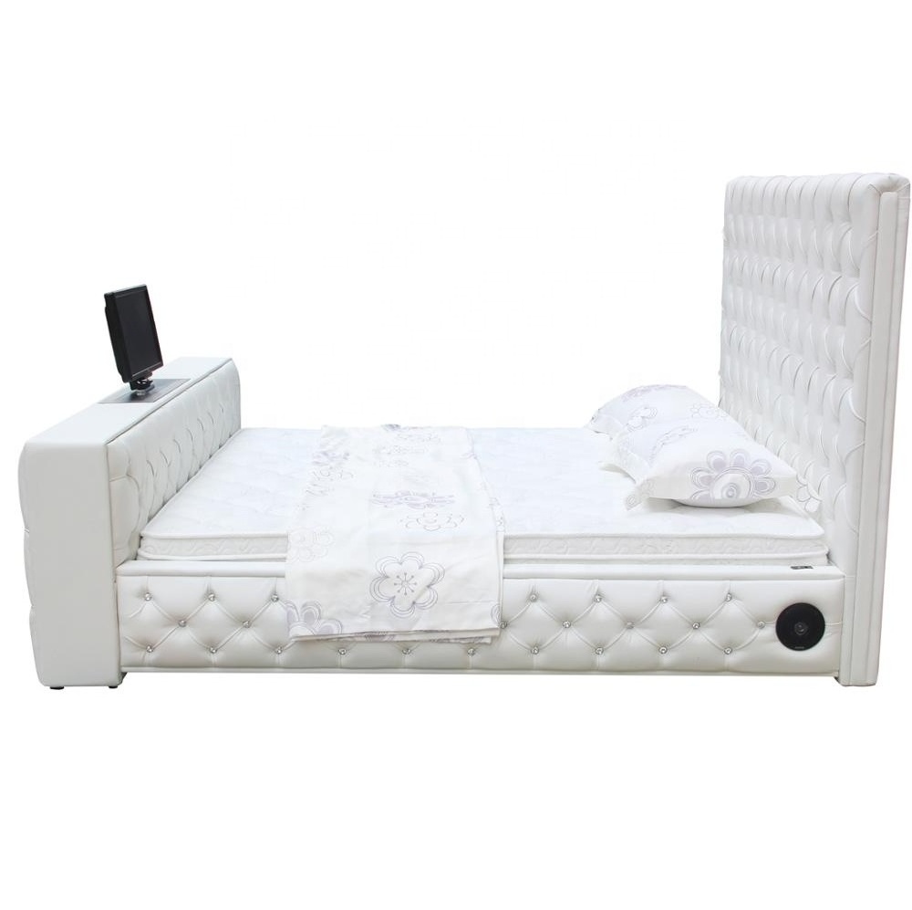 High quality modern bedroom bed with tv in footboard