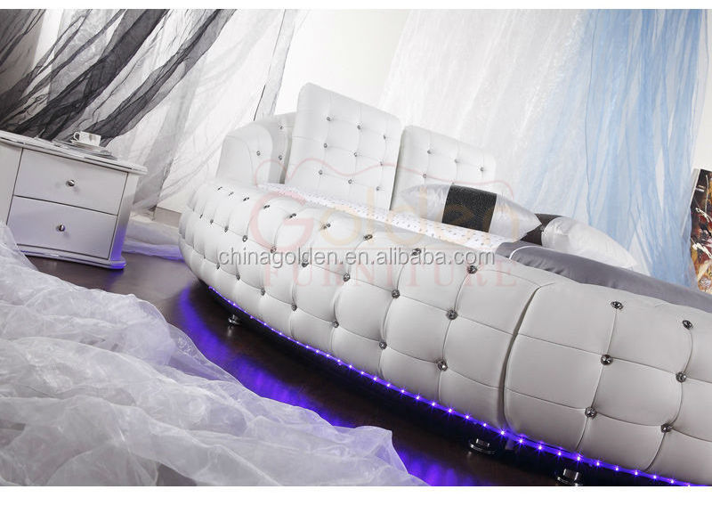 Modern Furniture Latest White Leather Double round Bed