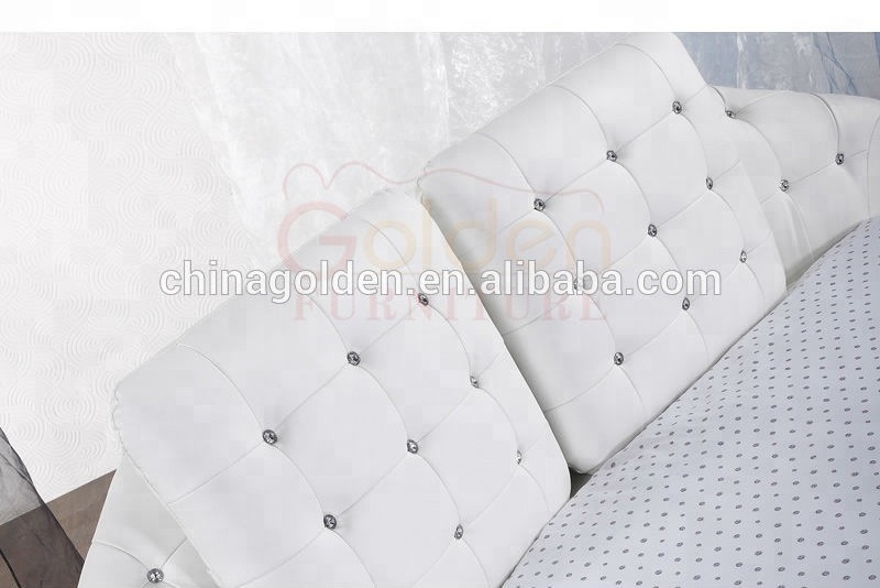 Modern Furniture Latest White Leather Double round Bed