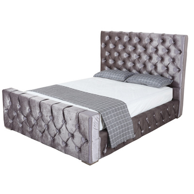 Modern Luxury Bed 1.8 m Queen Size Double Bed Upholstered Bedroom Furniture Wood Frame Elegant Velvet Bed