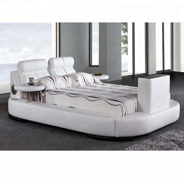 2017 latest design luxury full leatherbed with tv in footboard