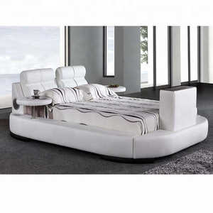 2017 latest design luxury full leatherbed with tv in footboard