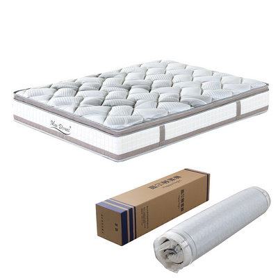 Hotel Sleep King Queen Size Hypo-allergenic Bed Memory Foam Natural Latex Roll Up Pocket  Spring Mattress In A Box