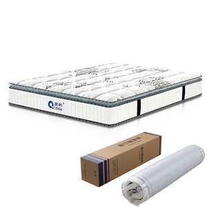 OEM ODM Queen King Size Memory Foam Natural Latex Hypo-allergenic Pillow Top Pocket Spring Mattress Roll Up In A Box