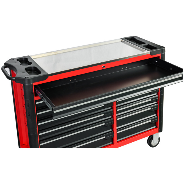 13 Drawers Workshop Tool Trolley Cabinet Garage Metal Toolbox With Stainless Steel Worktop