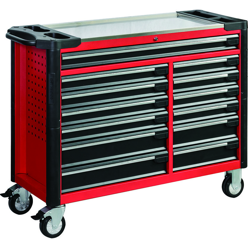 13 Drawers Workshop Tool Trolley Cabinet Garage Metal Toolbox With Stainless Steel Worktop