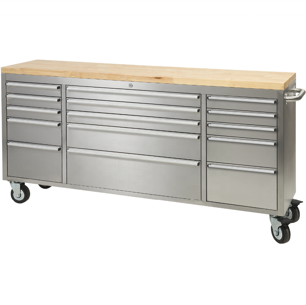 Stainless Steel Tool Cart Cabinet Workbench Garage Tool Chest With Iron Handle