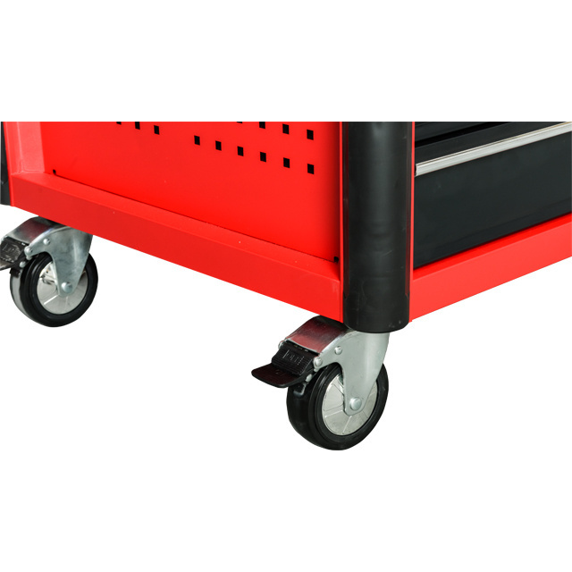 Metal roller cabinet tool trolley with stainless steel working top and tool box with hand tools sets