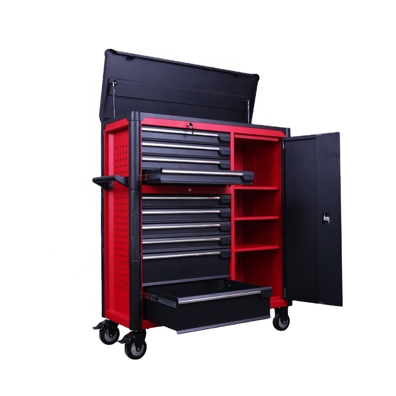 Heavy Duty Black And  Red Garage Tool Cabinet Workshop Tool Trolley Toolbox Tool Chest