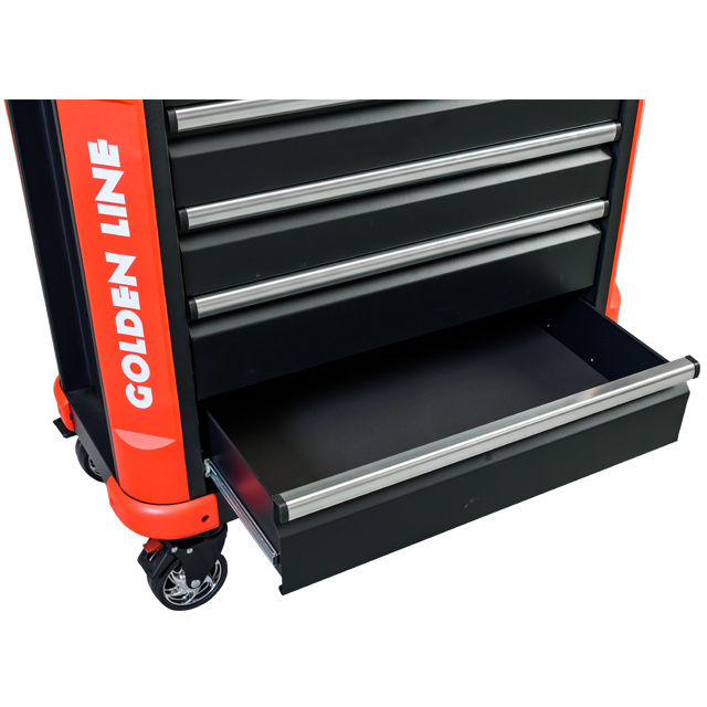 Heavy duty metal drawers cabinet tool chest and steel tool trolley with castors & hand tools sets