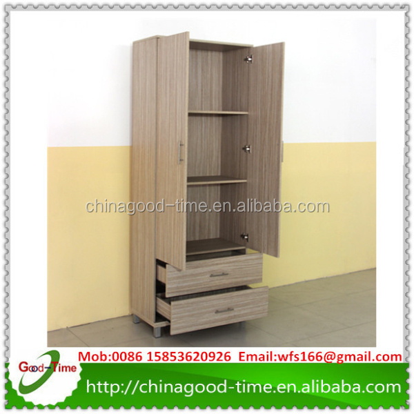 melamine chipboard mdf E1 grade 2 doors wardrobe with drawer