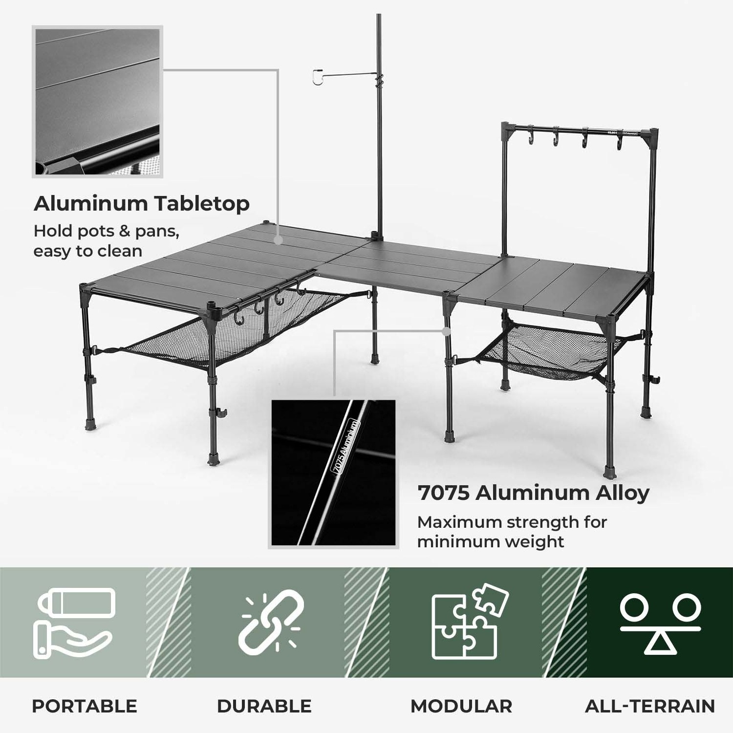 Wholesale Portable Aluminum Picnic Kitchen Camping Foldable Tables Folding Outdoor Tables With Adjustable Height