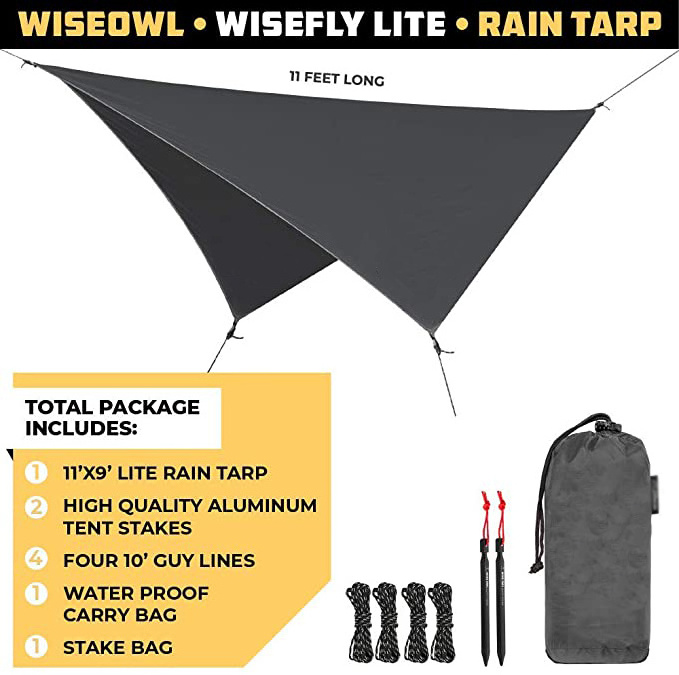 Premium Lightweight Ripstop Nylon Cover Camping Tarp Shelter Rain Tarp For Camping Hammock