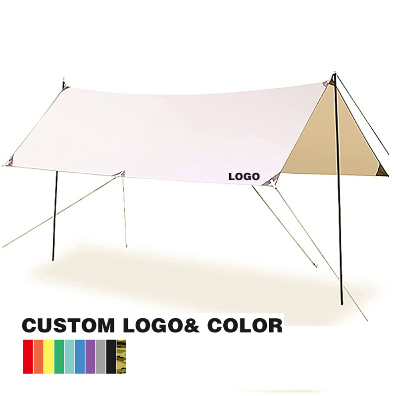 Camping Tent Rain Fly Outdoor Fly Tarp Waterproof Shelter Lightweight Beach BBQ Sleeping Awning Sun Parasol Canopy Hammock Tarp