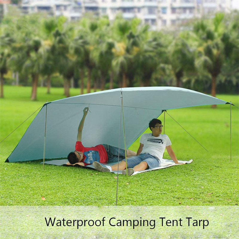 Camping Tent Rain Fly Outdoor Fly Tarp Waterproof Shelter Lightweight Beach BBQ Sleeping Awning Sun Parasol Canopy Hammock Tarp