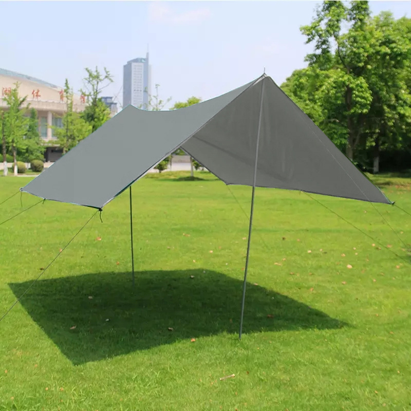 Camping Tent Rain Fly Outdoor Fly Tarp Waterproof Shelter Lightweight Beach BBQ Sleeping Awning Sun Parasol Canopy Hammock Tarp