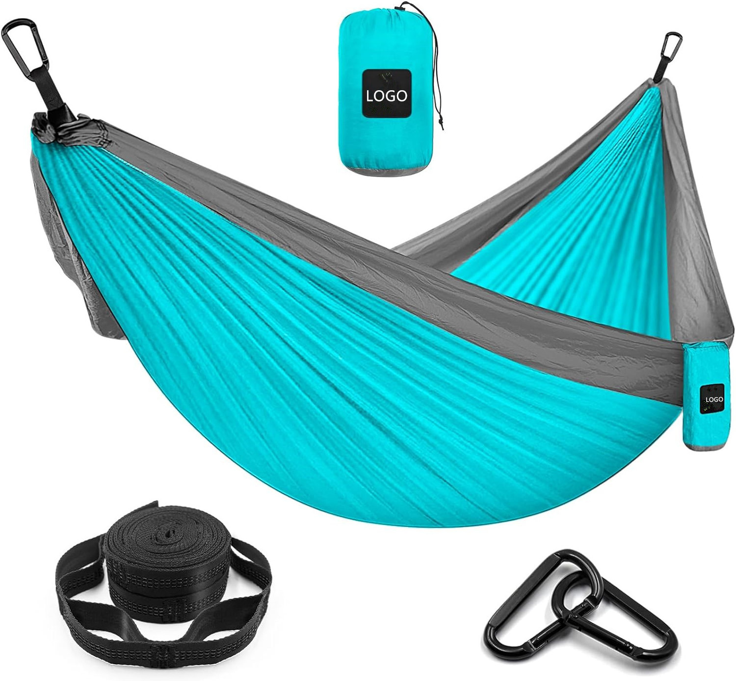 Camping Hammock,  Double & Single Portable Hammock with Tree Straps, Lightweight Nylon Parachute Hammocks