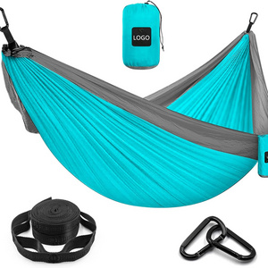 Camping Hammock,  Double & Single Portable Hammock with Tree Straps, Lightweight Nylon Parachute Hammocks