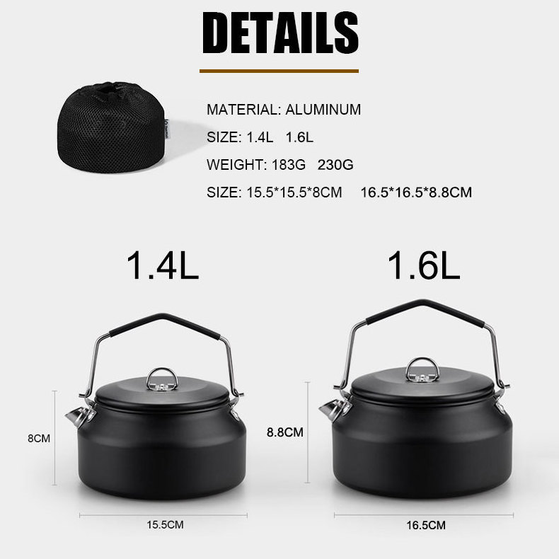 1.4L Best Aluminum Coffee Tea Pot Outdoor Camping Kettle for Boiling Water Ultralight Portable Hiking Picnic Travel