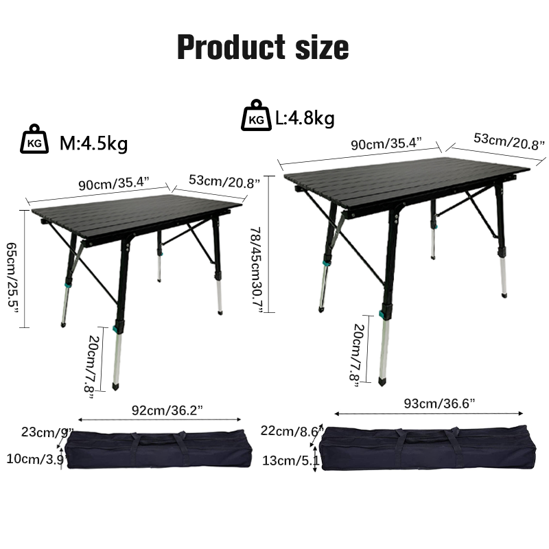 Camping Table Foldable Picnic Table for Outdoor Portable Lightweight Rustless Waterproof Adjustable Height Custom Logo Modern