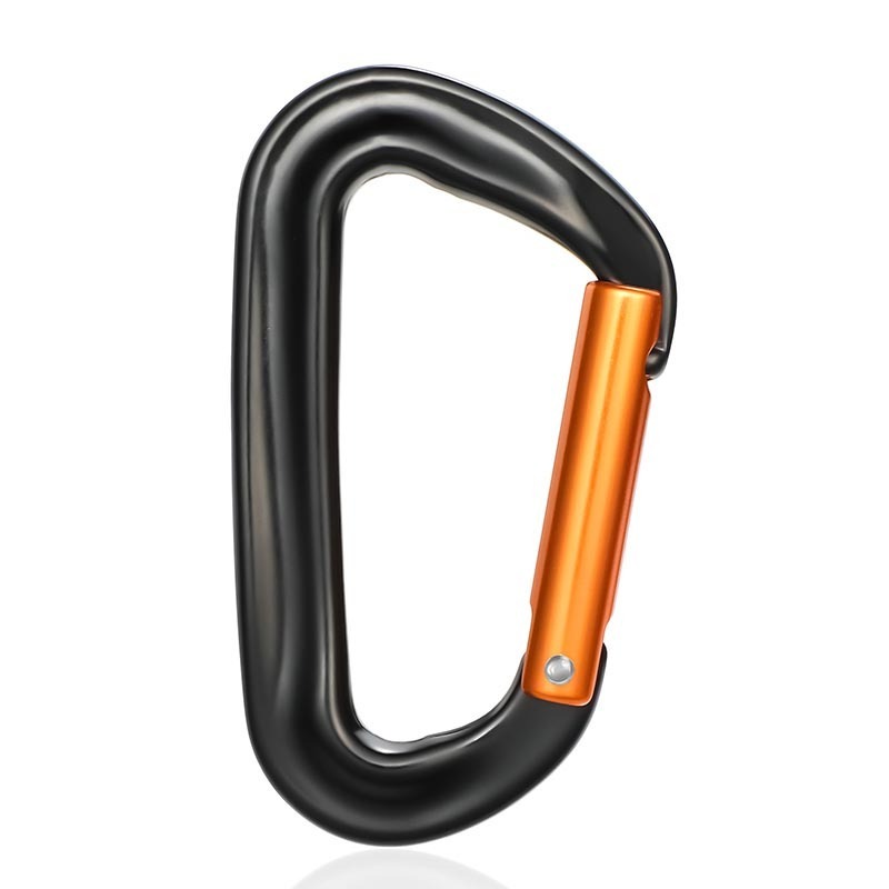 Color Custom Lightweight ODM Aluminum Carabiner D Shape Carabiner Black Hook Lock