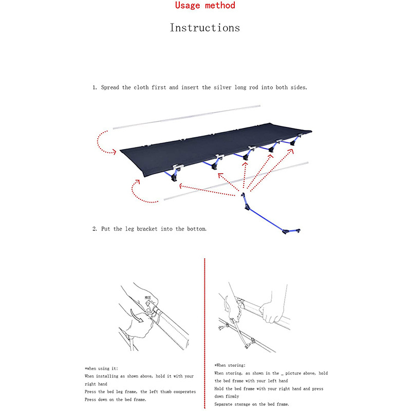 Customized Logo Ultralight Portable Folding Cot Travel Compact Sleeping Beds Aluminum Camping Bed