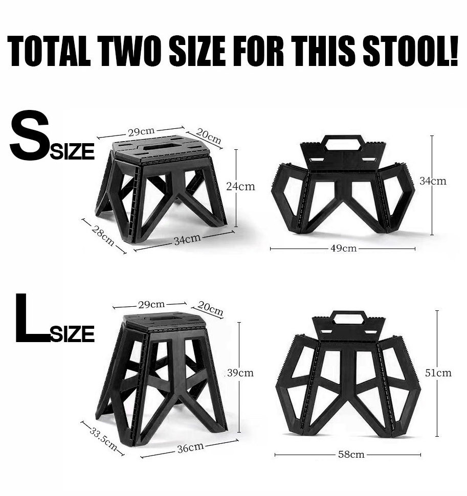 Premium Heavy Duty Folding Collapsible Camping Step Stool Plastic Portable Chairs for Fishing Hiking Outdoor Gardening