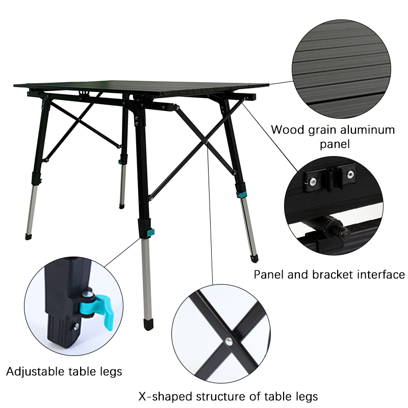 Camping Table Foldable Picnic Table for Outdoor Portable Lightweight Rustless Waterproof Adjustable Height Custom Logo Modern