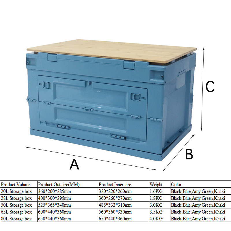 20L 28L 50L 65L Crates Plastic Tote Storage Box Container Large Stackable Folding Crates For Home Office and Outdoor Car Storage