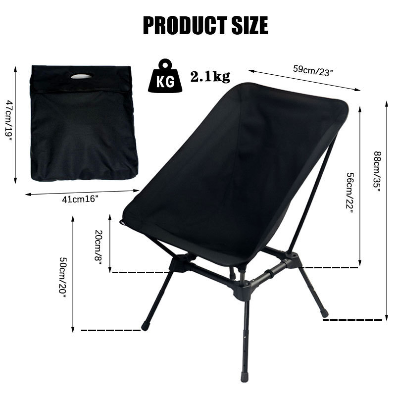 Large Backpacking Chair Heavy Duty 400 lbs Capacity Back Support Lawn Portable Folding Chairs for Outdoor