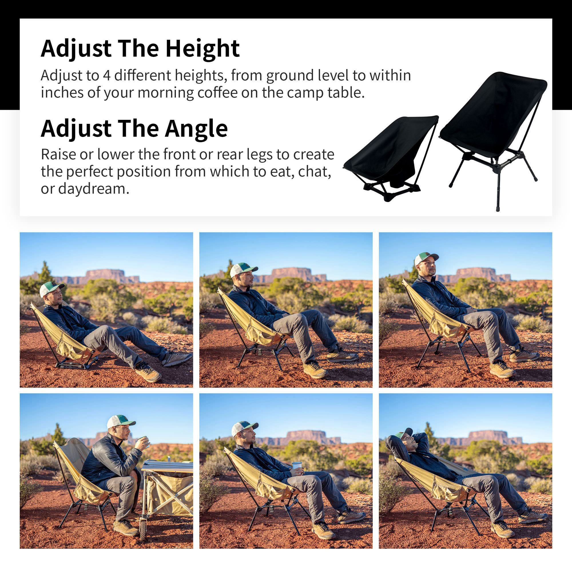 Large Backpacking Chair Heavy Duty 400 lbs Capacity Back Support Lawn Portable Folding Chairs for Outdoor