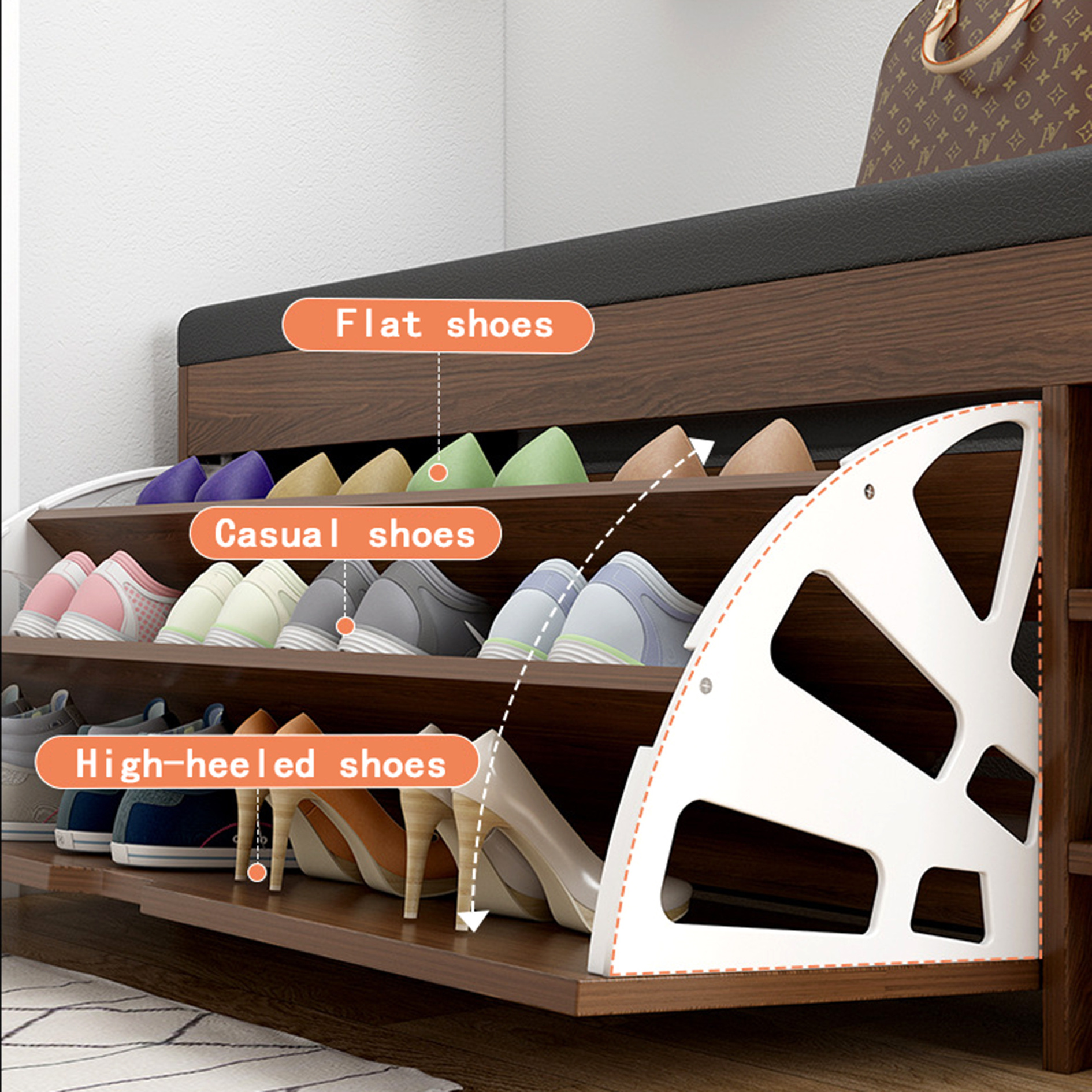 JIAMUJIA  Living Room Furniture Shoe Rack Cabinet Wooden Shoe Storage Cabinet Shoe Rack