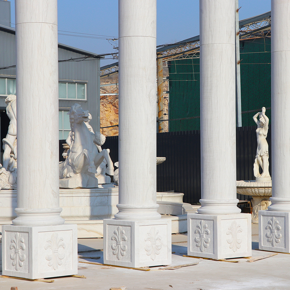 Outdoor and Indoor  Natural Carved Morden Roman Column white Marble Stone Pillar