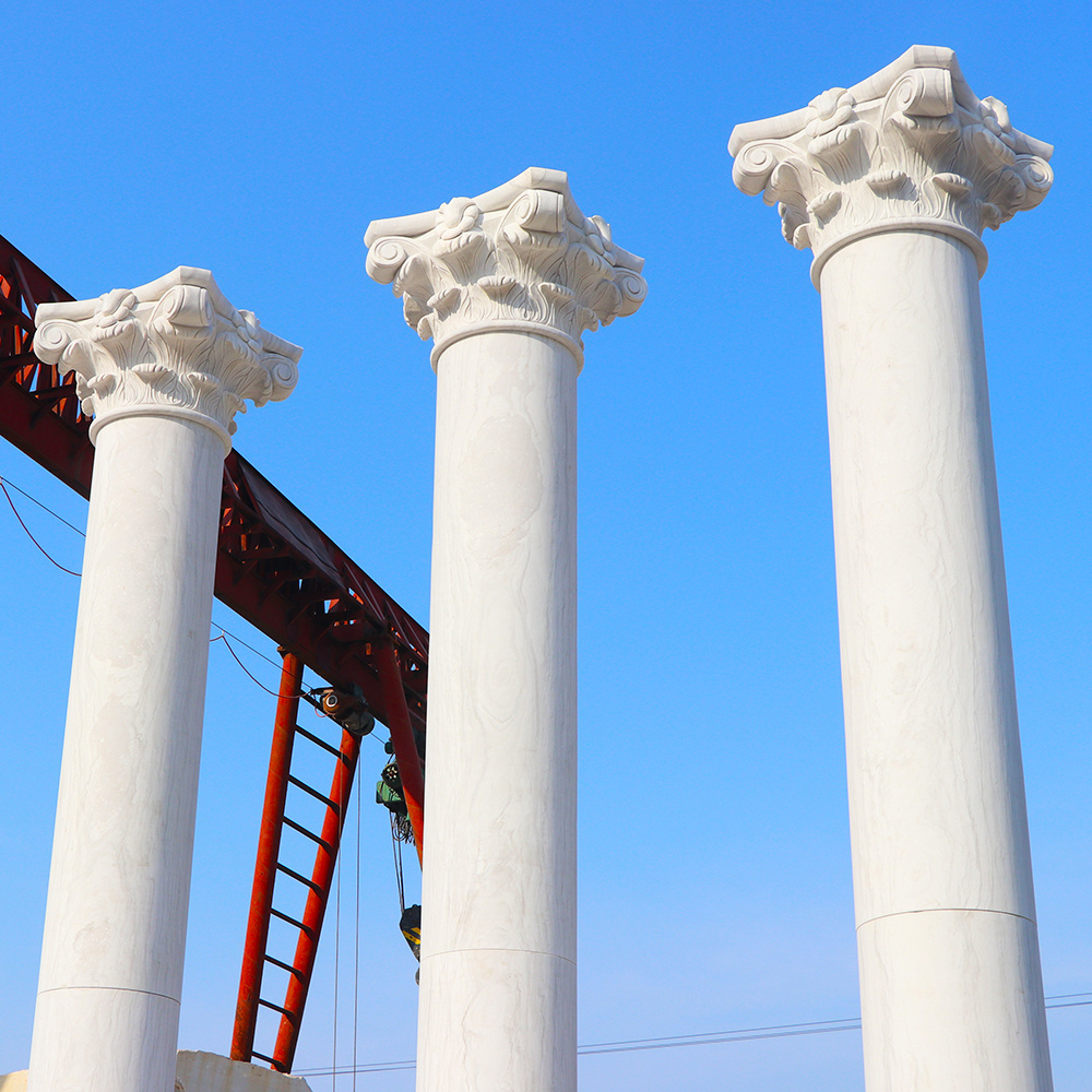 Marble Columns Private Residence Natural Stone Pillar Marble Portico Columns For Sale