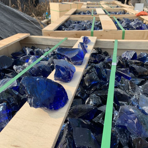 Wholesale slag decorative large green broken blue glass rock clear cullet glass landscaping rock blocks