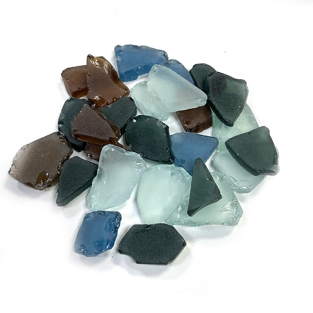 home decoration garden landscaping light blue tumbled glass rocks chips