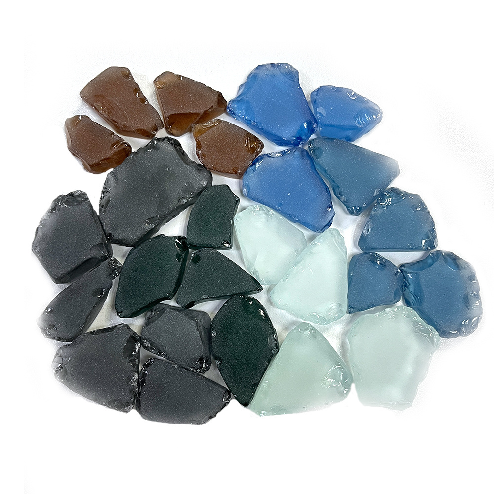 home decoration garden landscaping light blue tumbled glass rocks chips