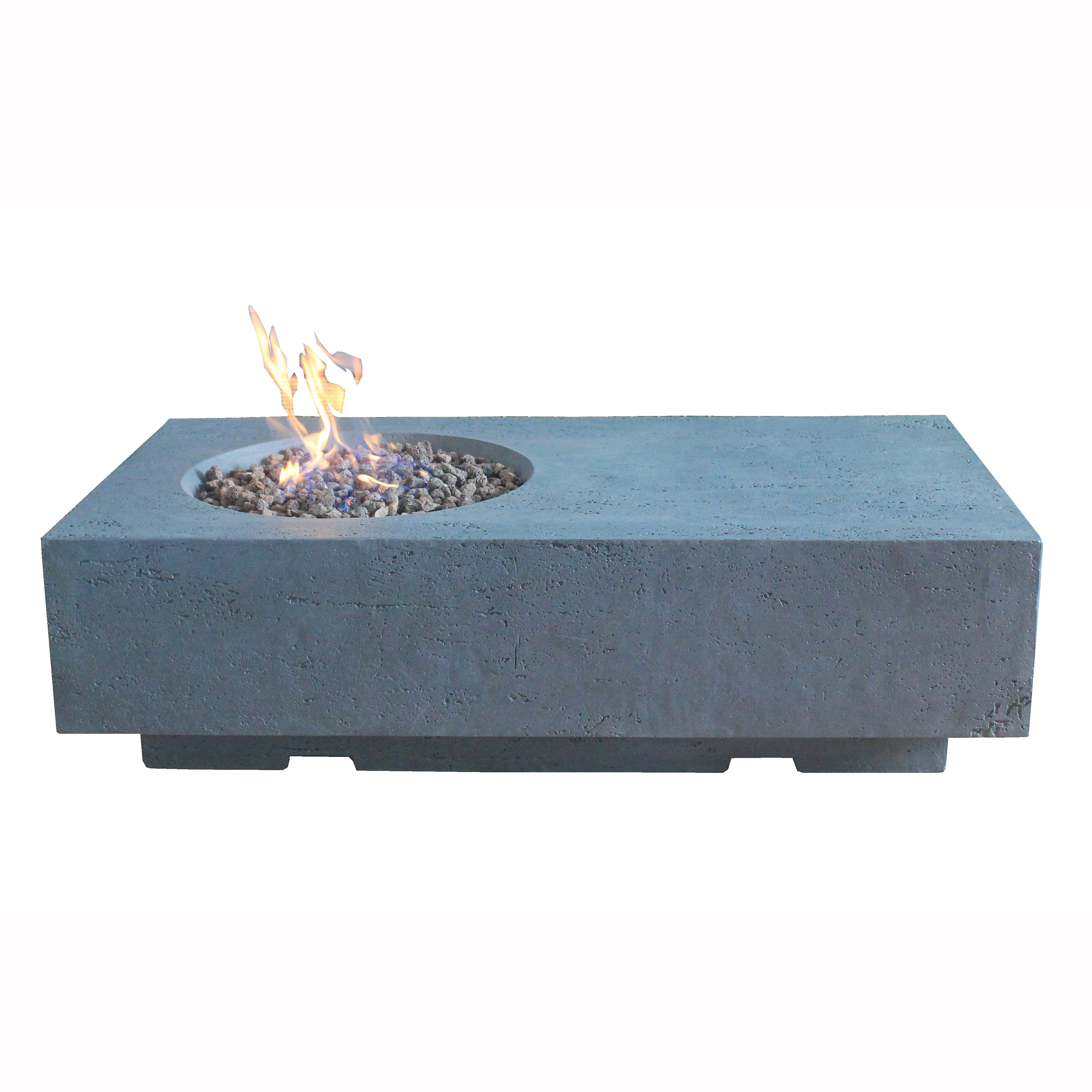 Rectangular Outdoor Gas Fire Pit Table with Tempered Glass Top