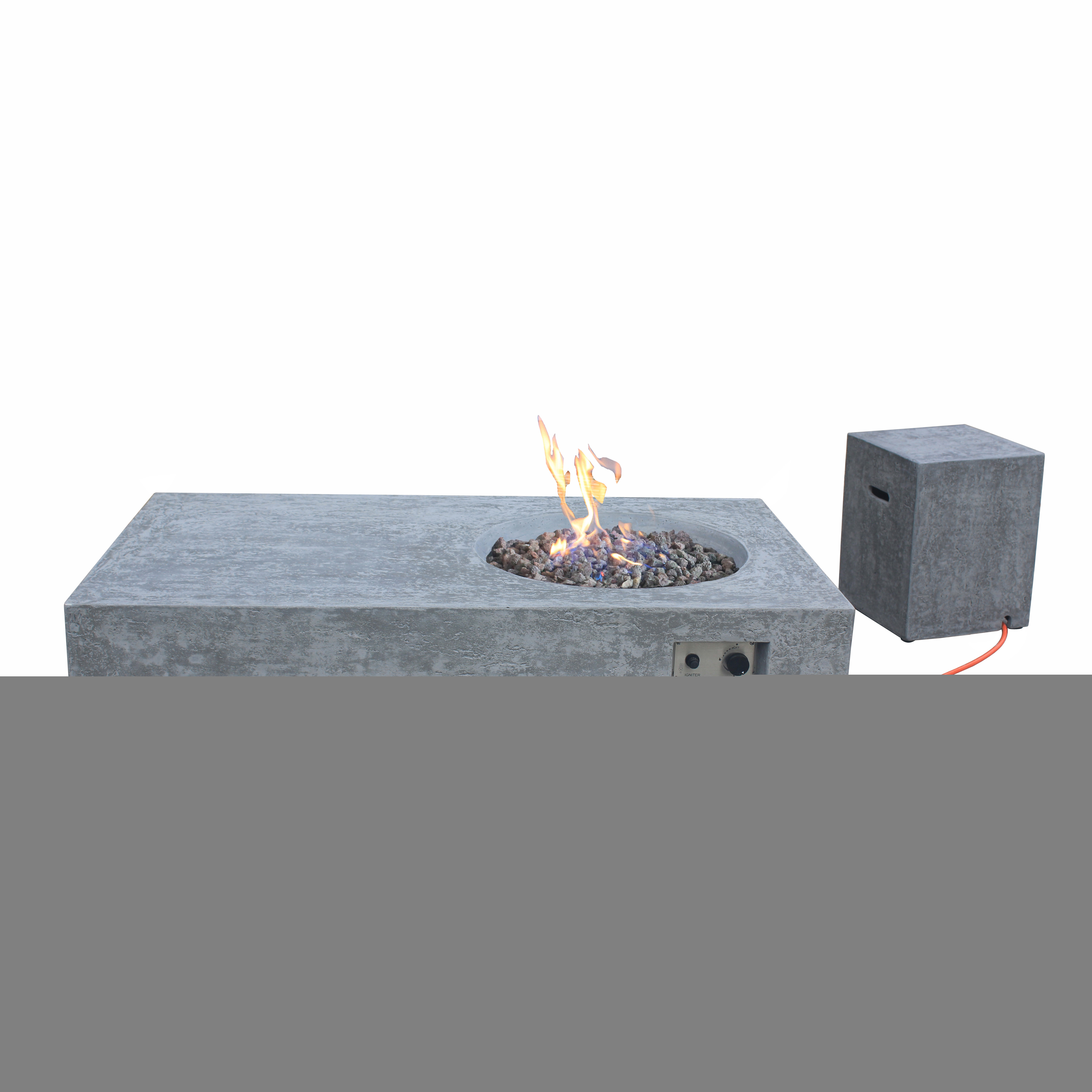 Rectangular Outdoor Gas Fire Pit Table with Tempered Glass Top