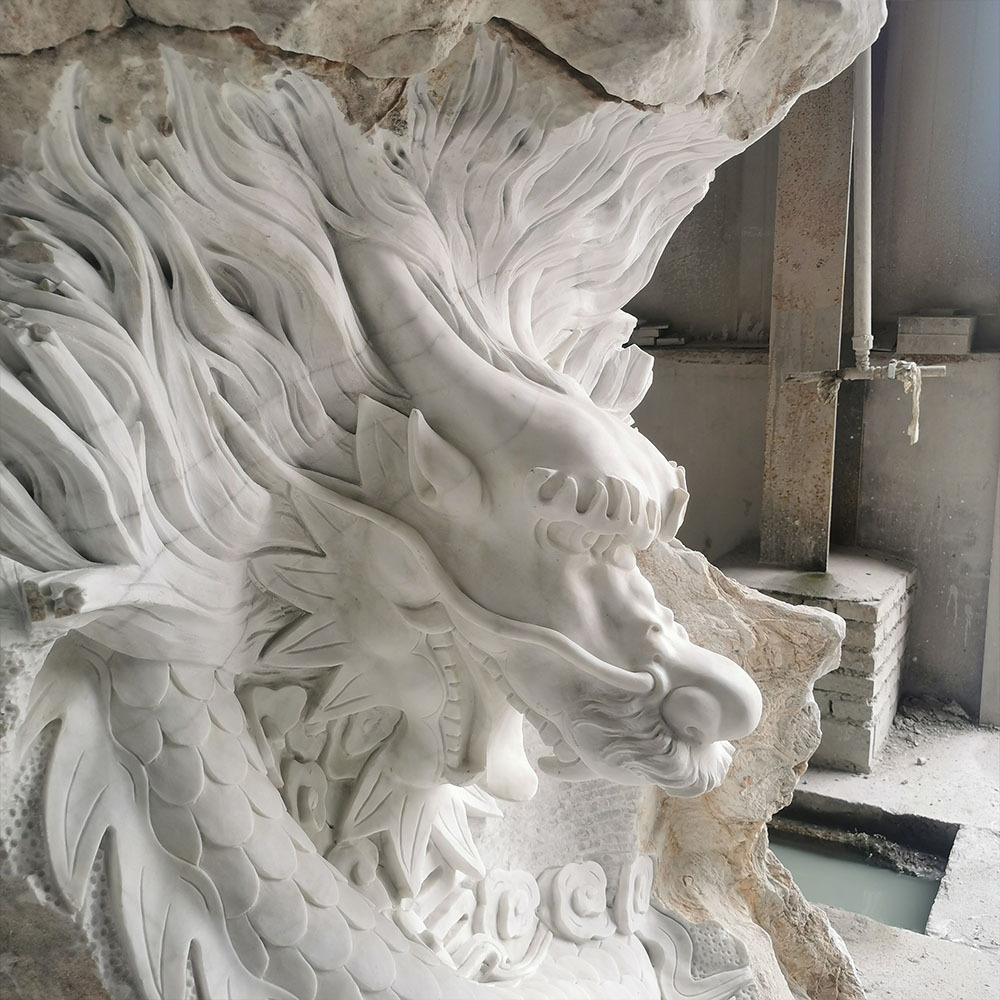 Large Outdoor Decoration stone marble Dragon Statue animal Sculpture for sale