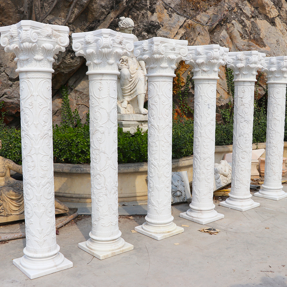 Stone Tile and Marbles Pillars Decoration Roman Column Natural marble Pillar