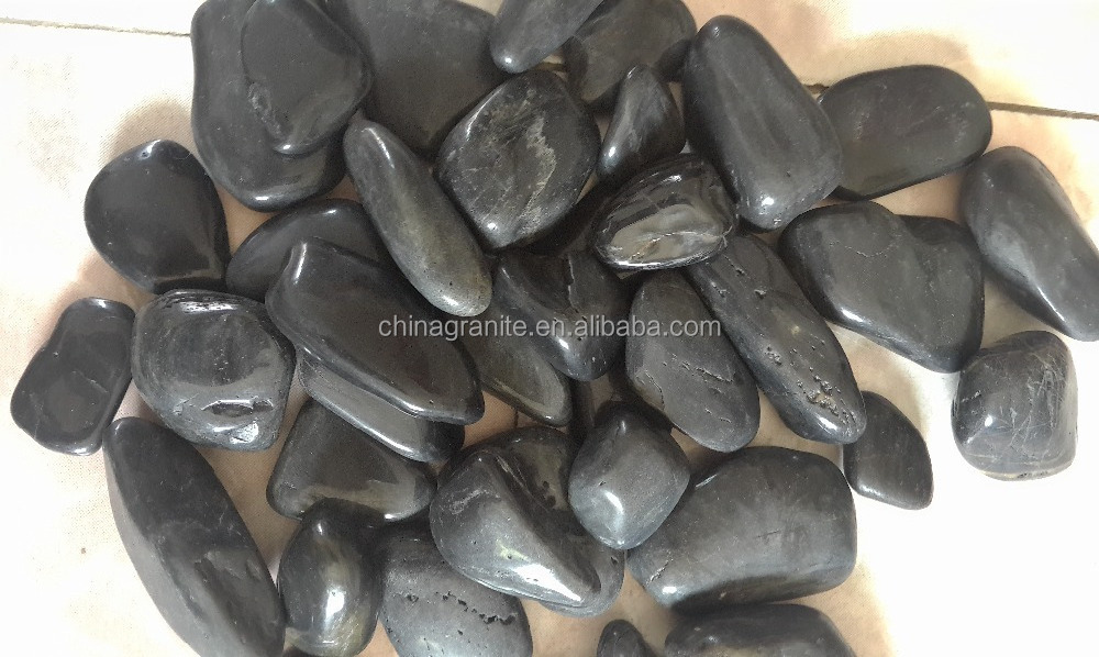 Black polishing stones and pebbles stones for large river rock stones