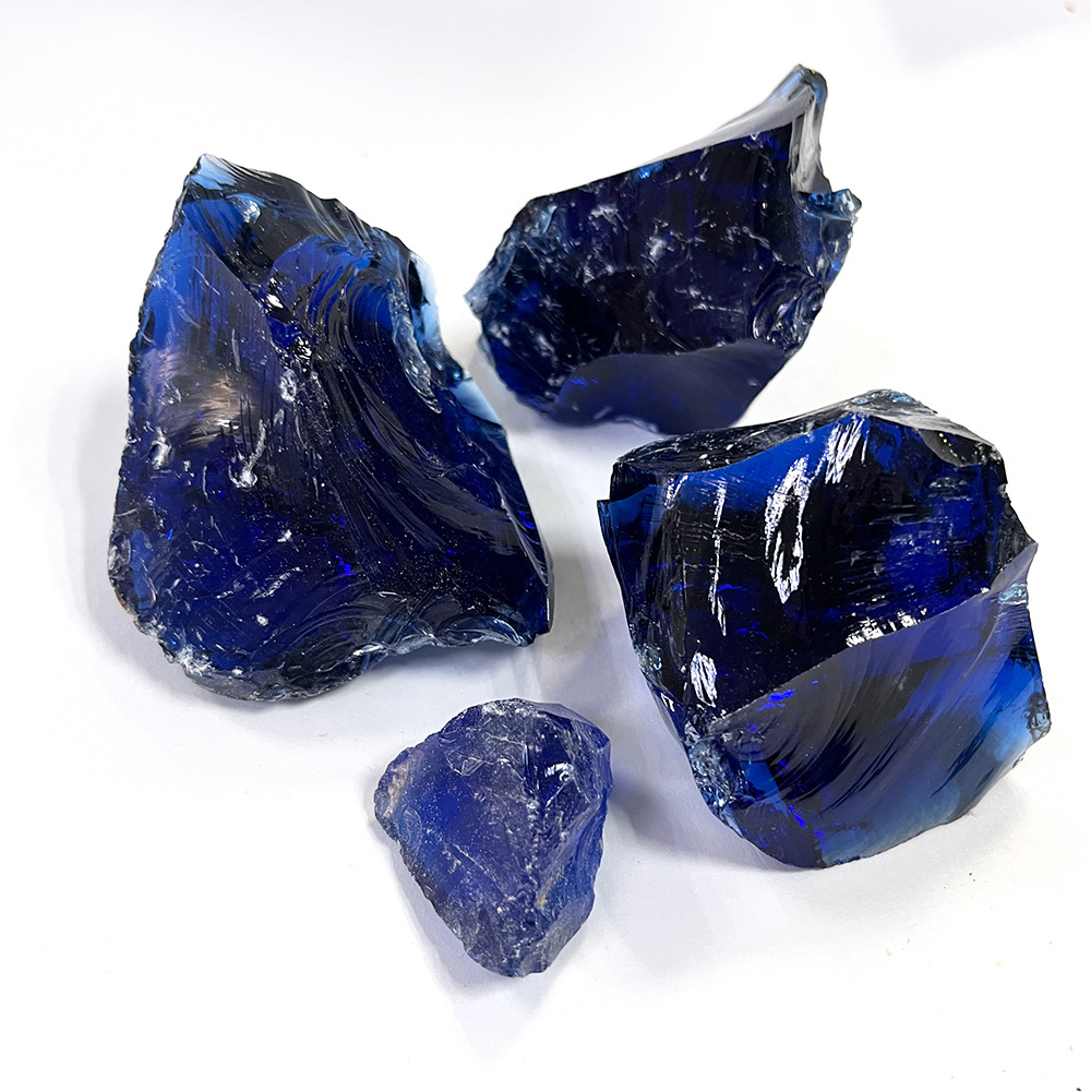 Wholesale slag decorative large green broken blue glass rock clear cullet glass landscaping rock blocks