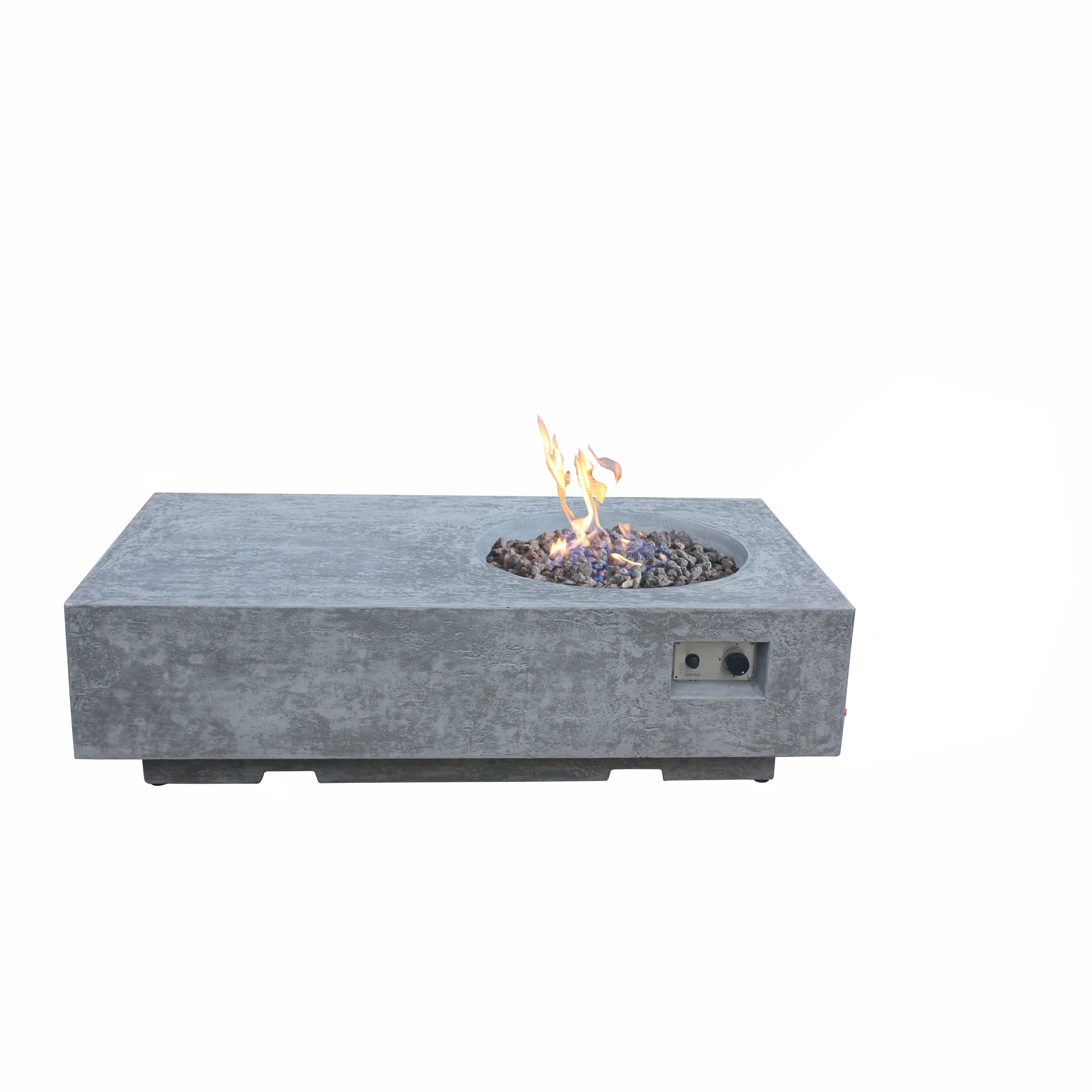 Rectangular Outdoor Gas Fire Pit Table with Tempered Glass Top