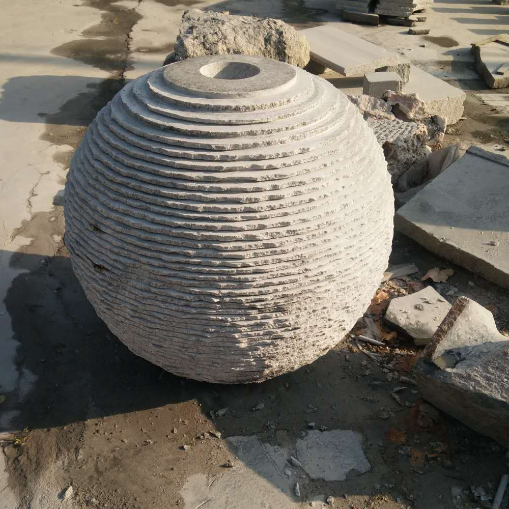 Outdoor decoration stone ball fountain garden landscape stone ribbed sphere water fountain