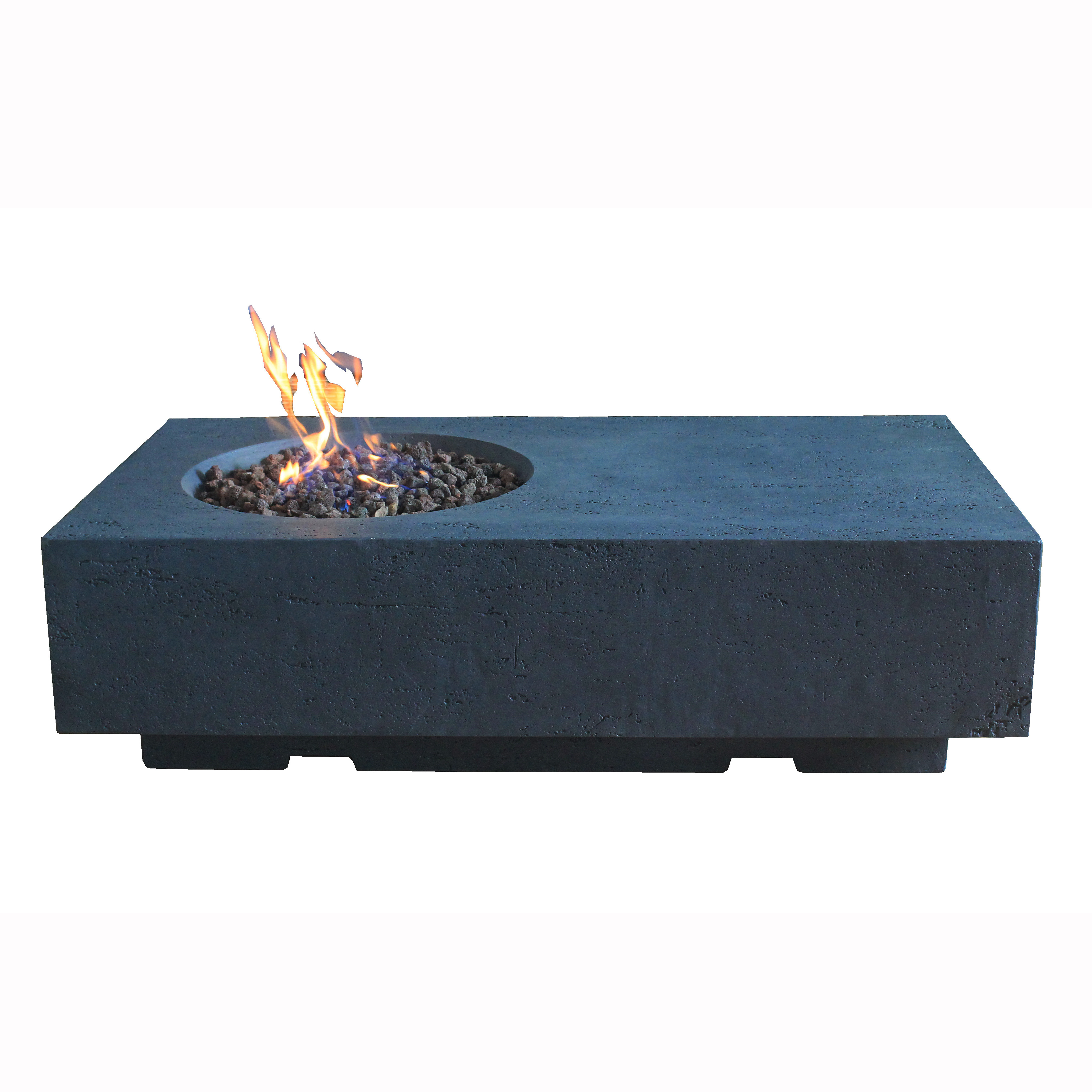 Rectangular Outdoor Gas Fire Pit Table with Tempered Glass Top