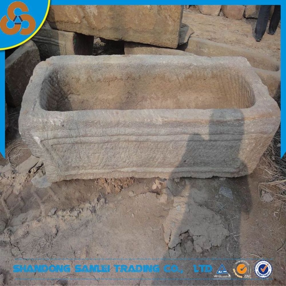 Antique granite stone trough for flower pot