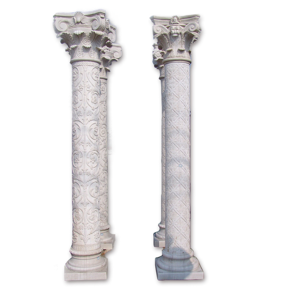 Outdoor and Indoor  Natural Carved Morden Roman Column white Marble Stone Pillar